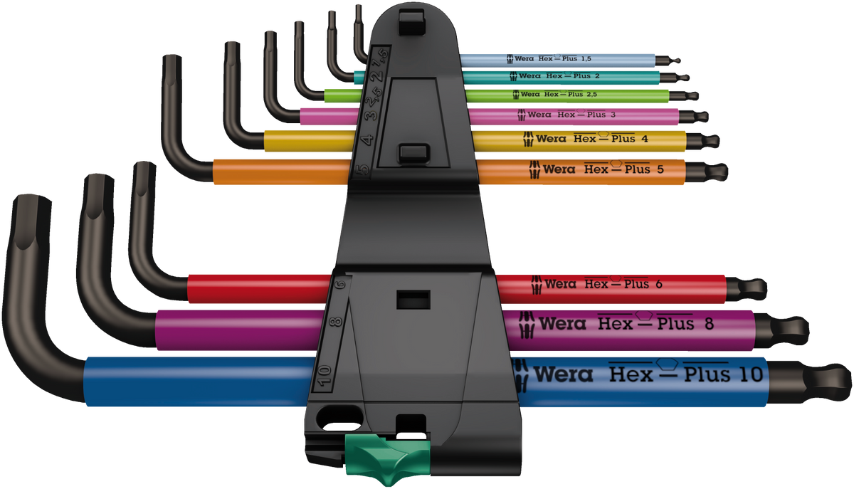 WERA Hex-Plus Multicolour, Inbussleutelset, metrisch, BlackLaser, 9‑delig