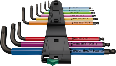 WERA Hex-Plus Multicolour, Inbussleutelset, metrisch, BlackLaser, 9‑delig