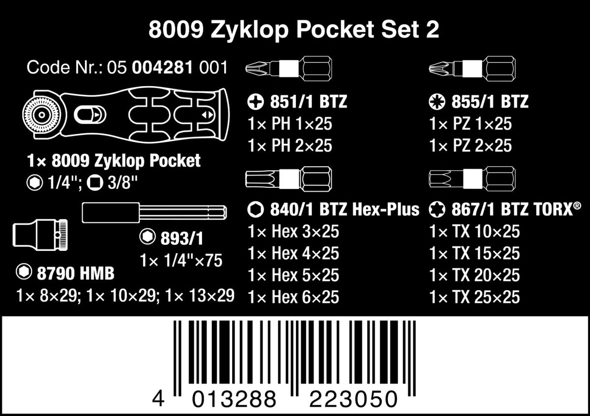 WERA Zyklop Pocket Set 2, 18‑delig