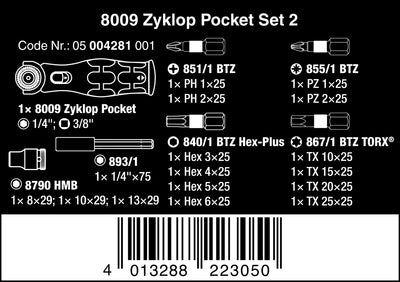 WERA Zyklop Pocket Set 2, 18‑delig