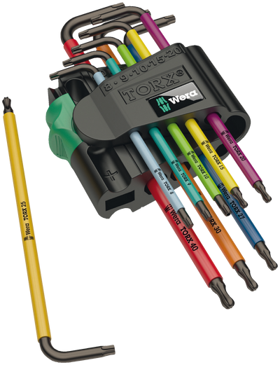 WERA TorX, Multicolour, HF 1 Stiftsleutelset met vasthoudfunctie, 9‑delig