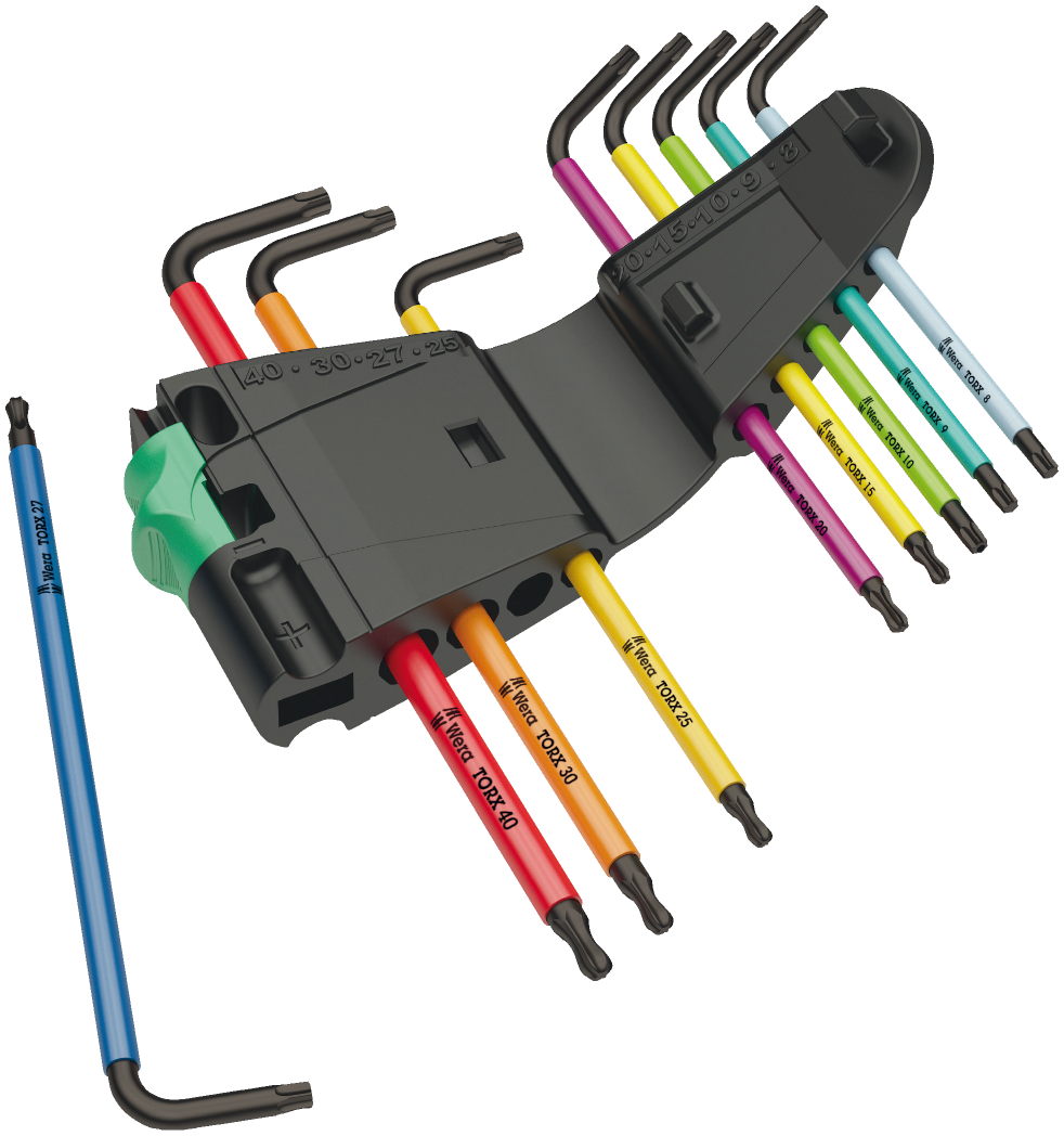 WERA TorX, Multicolour, HF 1 Stiftsleutelset met vasthoudfunctie, 9‑delig