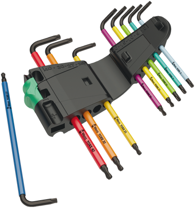 WERA TorX, Multicolour, HF 1 Stiftsleutelset met vasthoudfunctie, 9‑delig