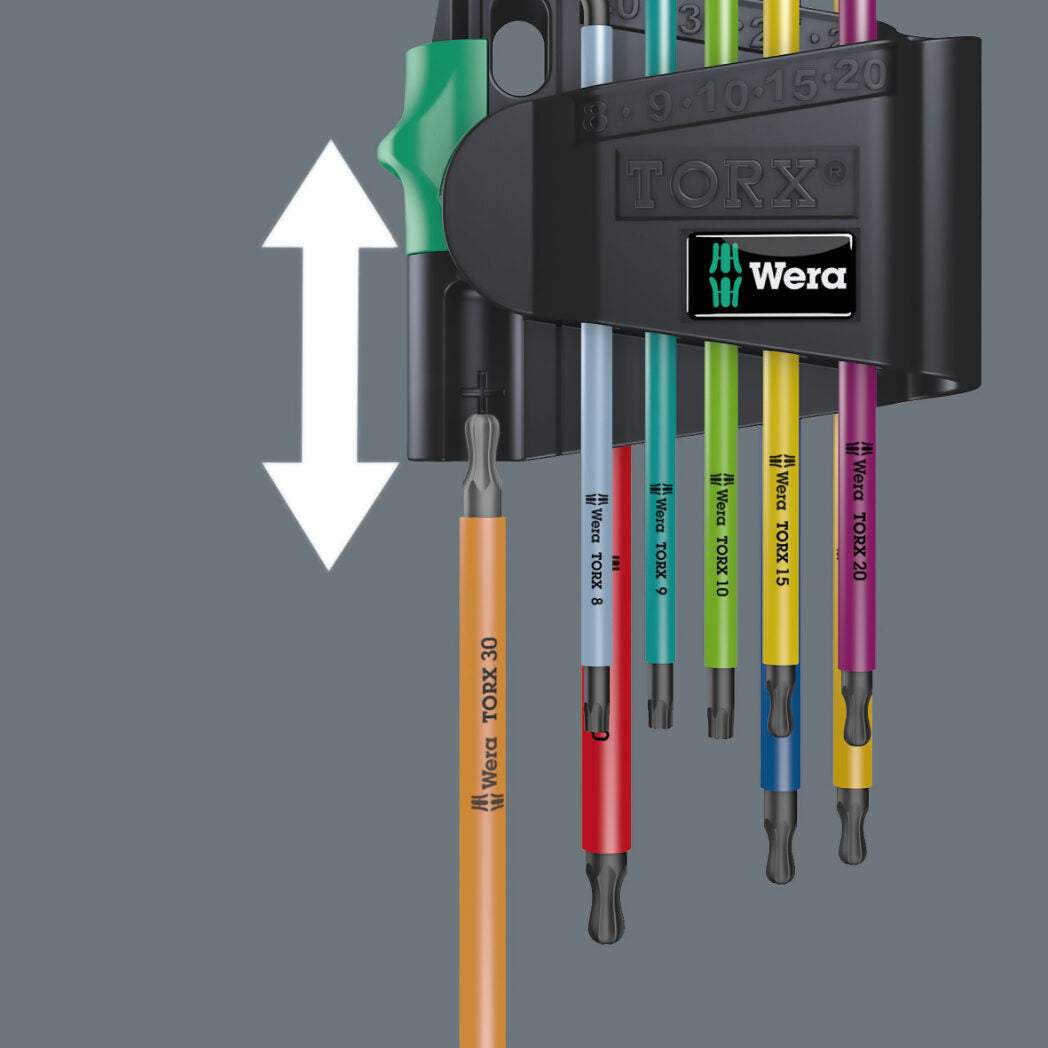 WERA TorX, Multicolour, HF 1 Stiftsleutelset met vasthoudfunctie, 9‑delig