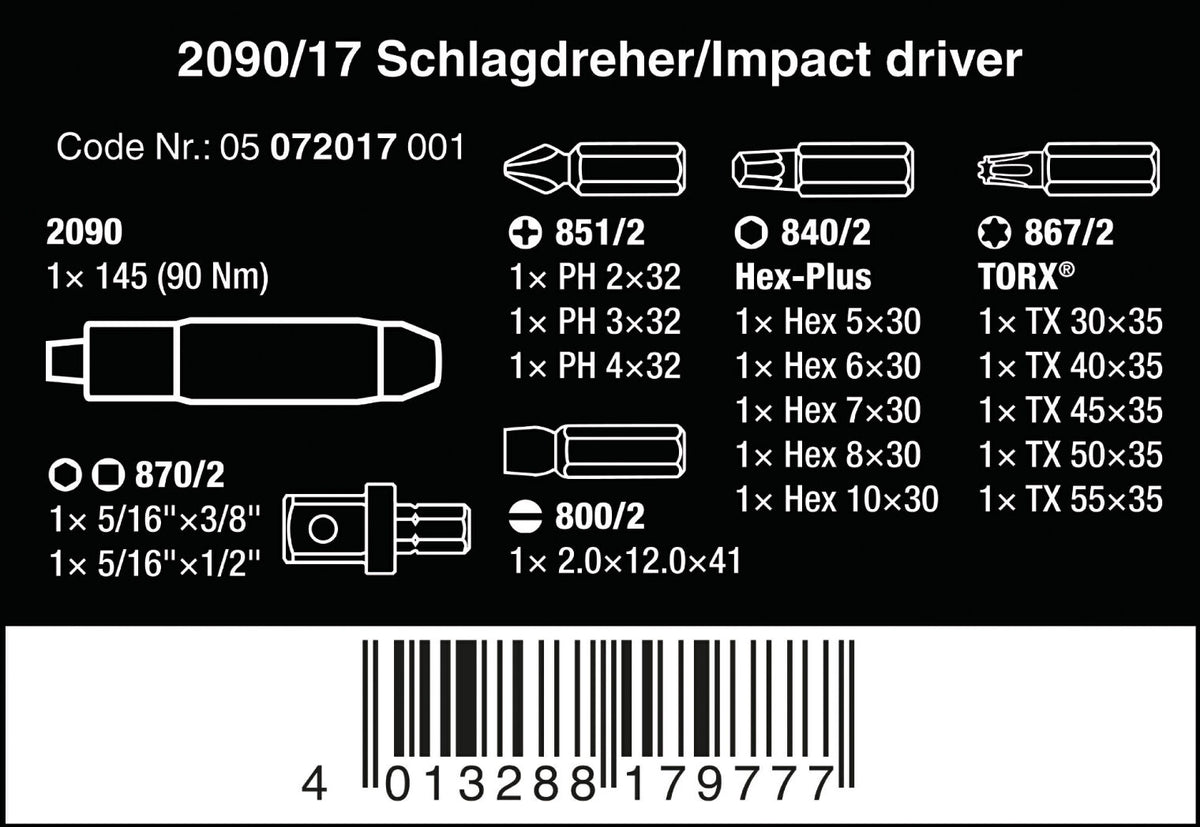 WERA Slagschroevendraaier-set, 17-delig