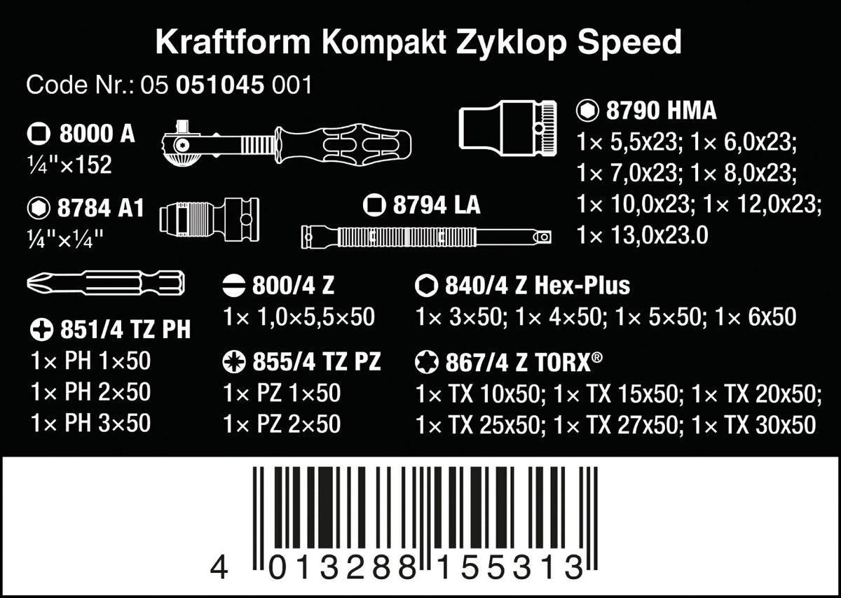 WERA Kraftform Kompakt Zyklop Speed, 26‑delig