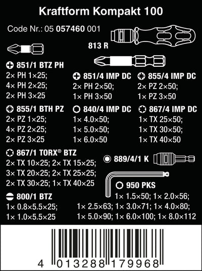 WERA Kraftform Kompakt 100, 52‑delig